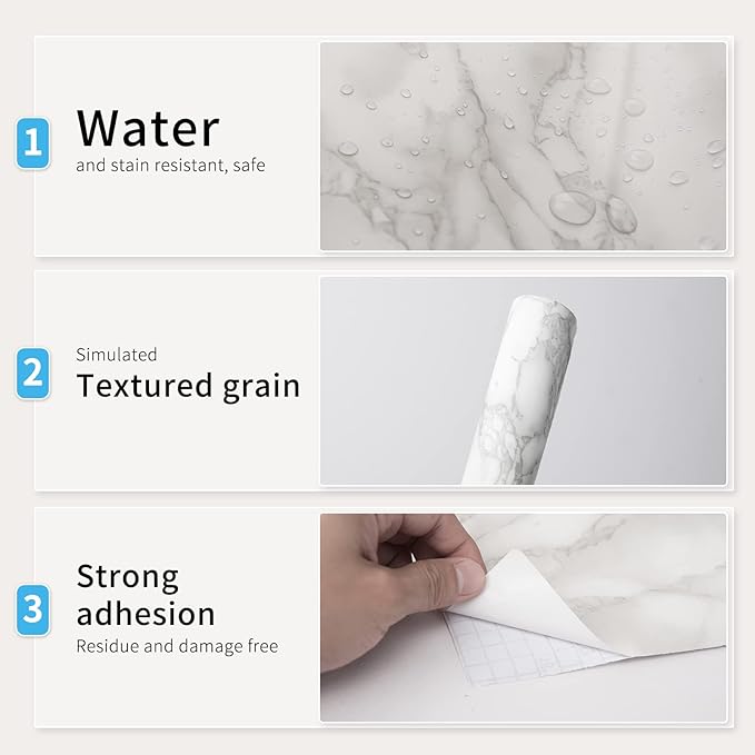 Art3d 15.8" x 120" Tile Sticker Marble