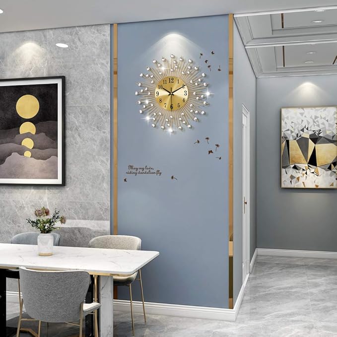 Large Wall Clocks for Living Room Decor Modern Gold Silent Wall Clock Battery