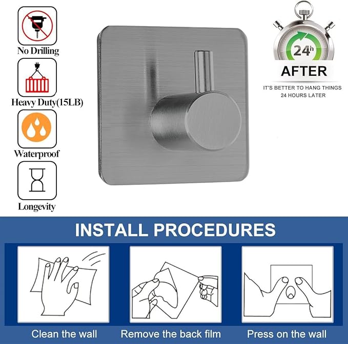 Fotosnow Adhesive Hooks Towel Hanger Wall Hooks