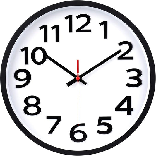 Wall Clock 12 Inch Silent Non-Ticking Big Numbers Easy to Read Wall Clocks