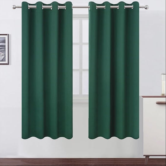 LEMOMO Blackout Curtains 66 x 72 Inch Long Dark Green Curtains Set of 2 Panels