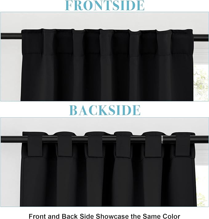 RYB HOME Blackout Curtains for Living Room, Back Tab & Rod Pocket Top