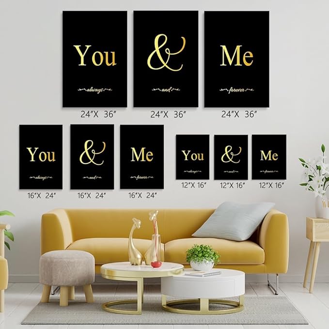 GUBIYU Black and Gold Bedroom Art Love Wall Decor