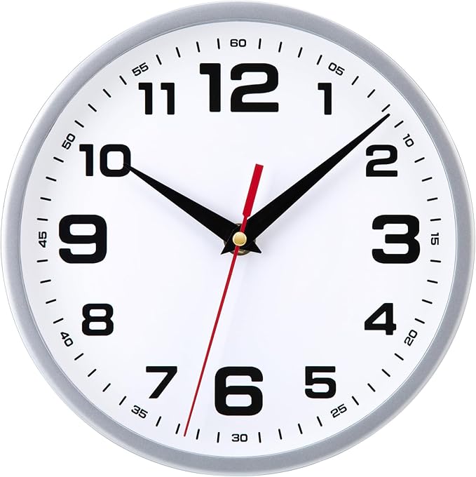 Wall Clock Silent Non-Ticking 8 Inch Modern Clocks Battery Operated Small