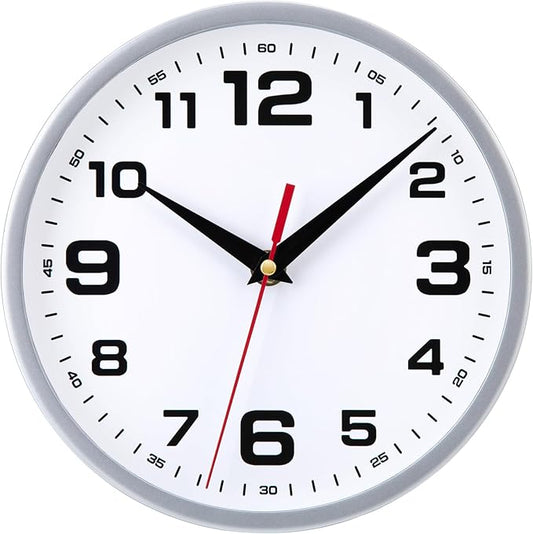 Wall Clock Silent Non-Ticking 8 Inch Modern Clocks Battery Operated Small