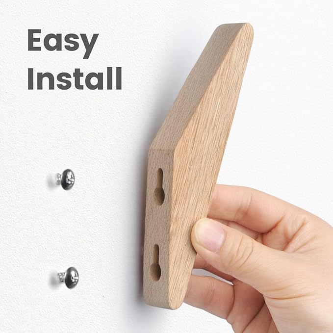 COCOYA 4Pack Natural Rubber Wood Wall Hooks 25 LBS