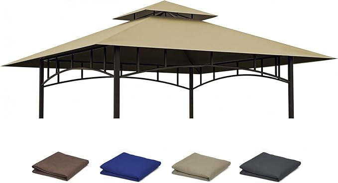 Grill Gazebo Replacement Roof, 5x8ft Outdoor BBQ Gazebo Canopy Cover, Double Tiered Grill Gazebo Replacement Roof for #L-GG001PST-F
