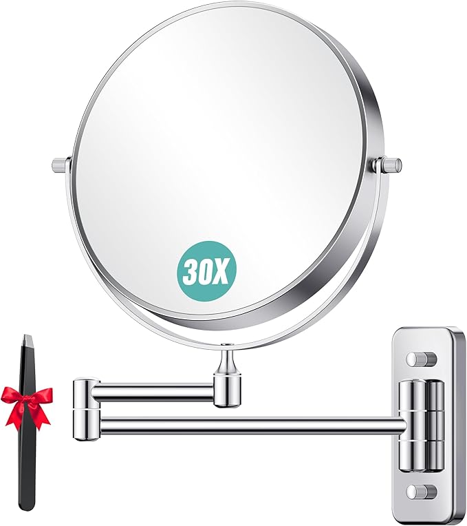 Auxmir 1X/30X Wall Mounted Makeup Mirror, Bathroom Makeup Mirror, Cosmetic