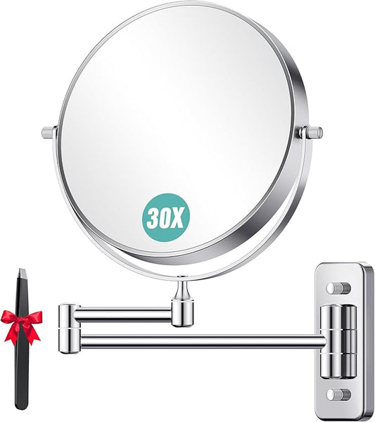 Auxmir 1X/30X Wall Mounted Makeup Mirror, Bathroom Makeup Mirror, Cosmetic