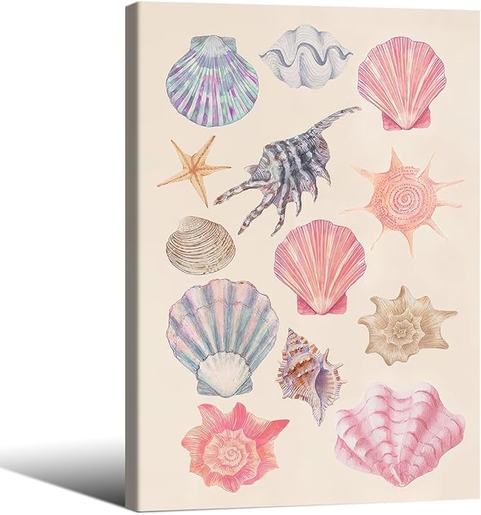Pink Shell Posters Funky Coastal Cowgirl Wall Art Vintage Beach House
