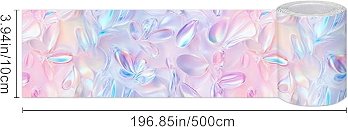 HOMETITUTE Wallpaper Border Peel and Stick Wall Border 4x196 Inch Iridescent