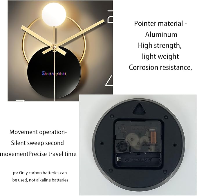 Large Wall Clocks Battery Operated 16 Inch Round Glass Analog Wall Clock Silent