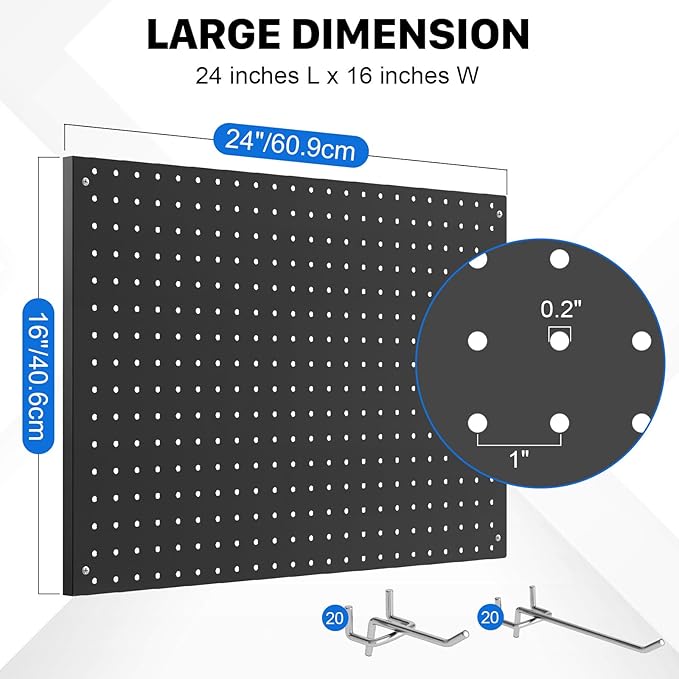 Peg Board, 4 Pack Metal Pegboard Panels Black Pegboards Wall Organizer
