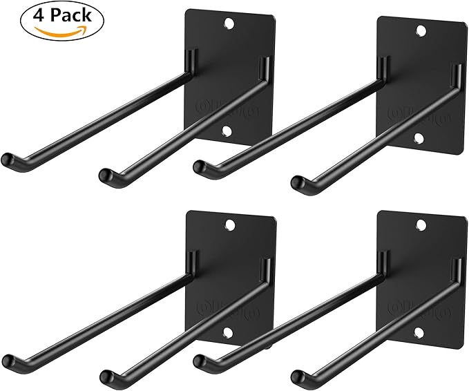 4-Pack Heavy-Duty Garage Wall Hooks, Solid Steel Tool Hanger for Shovel, Rake, Broom, Yard & Garage Organization