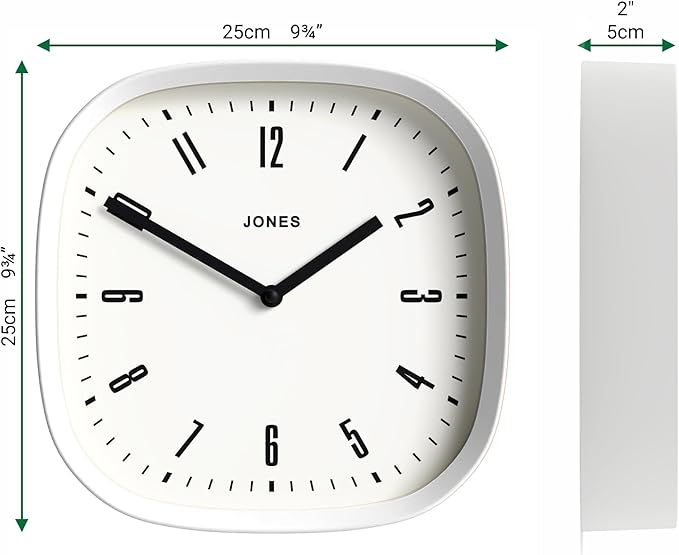 JONES CLOCKS® Marvel Wall Clock | Modern Retro Rounded Square Clock | 10 inch |