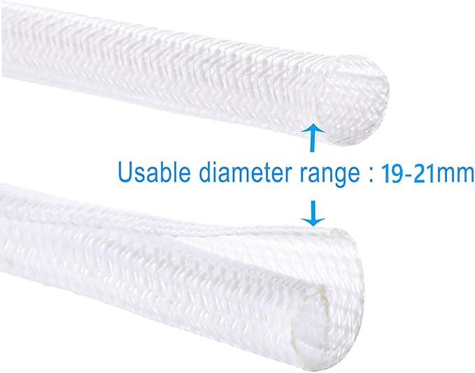 3/4"-50ft Extra-Long Braided Cable Sleeve Protector - Self-Wrapping Pet-Proof Wire Loom for Home Theater, Office, Car Engine, Chew-Resistant Cord Cover, White