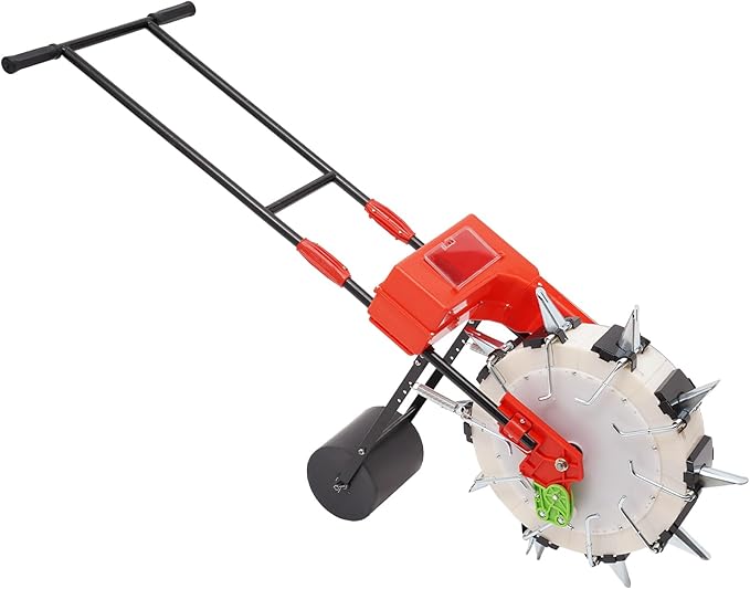Garden Seeder, Manual Seeder Hand Seed Spreader Handheld Seeding Machine with 10 Seeding Nozzles, Hand-Push Roller Seed and Fertilizer Applicator for Planting Corn Soybean Peanut