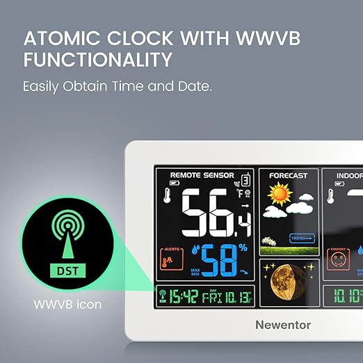 Newentor Weather Station Wireless Indoor Outdoor Thermometer, Color Display