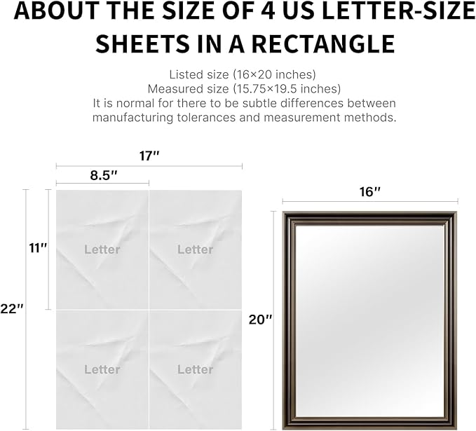 Retro Copper Effect Framed Wall Mirror, 16x20 Rectangle Mirror,