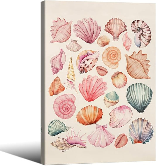 Pink Seashell Posters Coastal Cowgirl Canvas Wall Art Trendy Beach Starfish
