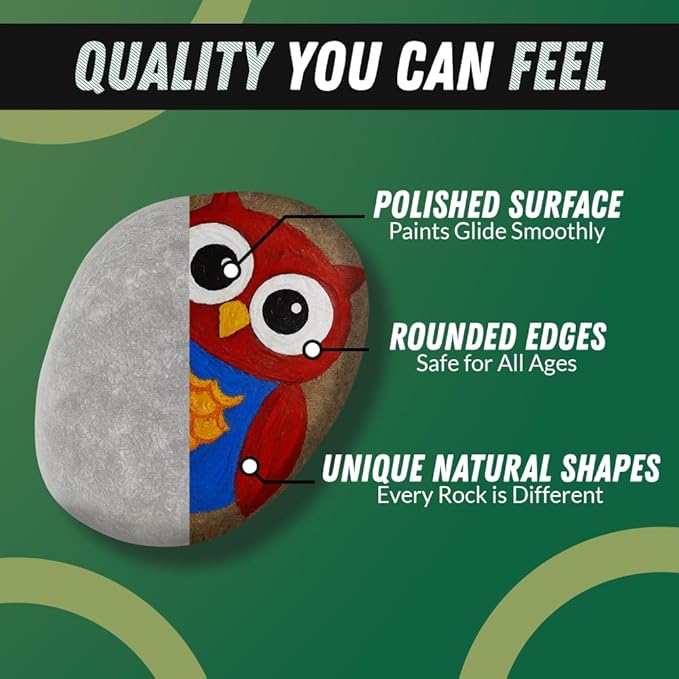 PGN 20 Large River Rocks for Painting - Stimulate Your Children’s Creativity with Our Painting Rocks for Kids - Flat and Smooth - Fun & Engaging Rock Painting with The Family - 2-4 Inches