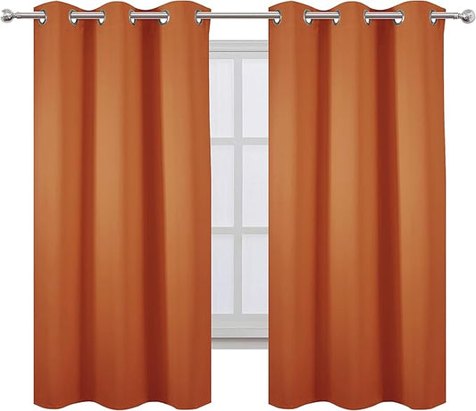 LEMOMO Orange Blackout Curtains 38 x 63 Inch Length/Set of 2 Curtain
