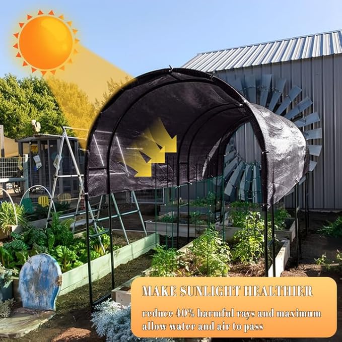 Cool Area 40% 8x20ft Sunblock Shade Cloth Cover Mesh UV Resistant Net for Garden Flower Plant Greenhouse, Black