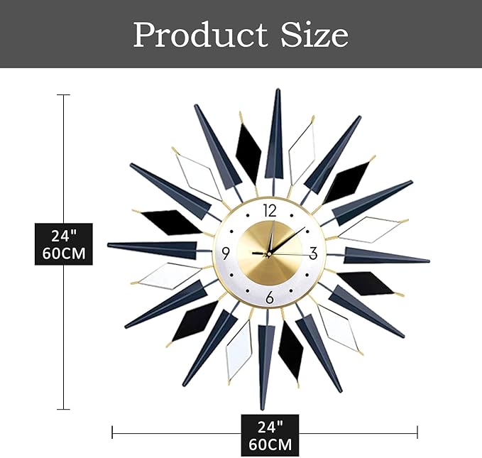 Large Metal DecorativeSilent Non-Ticking Modern Big Wall Clocks