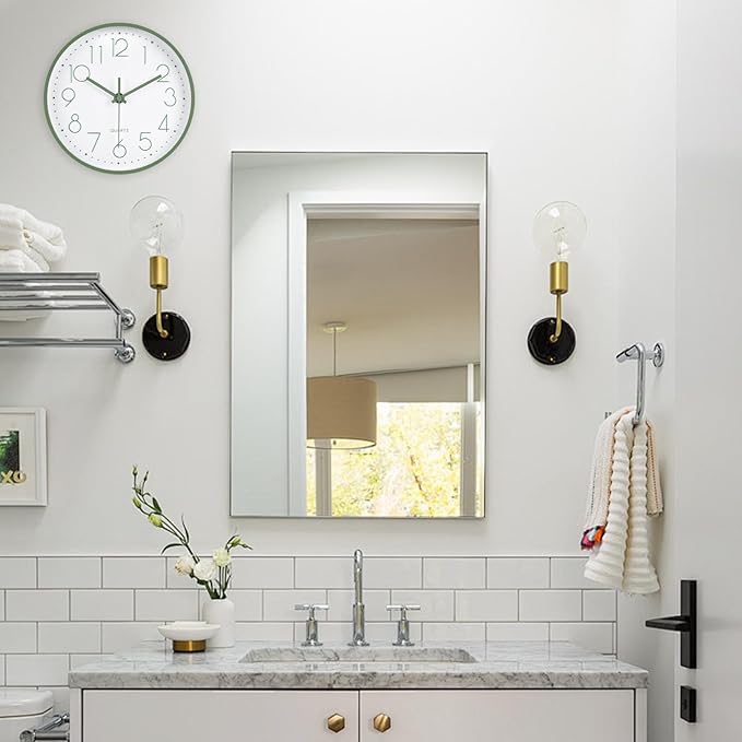 Modern Green Bathroom Wall Clocks 8 Inch Non-Ticking Battery Operated