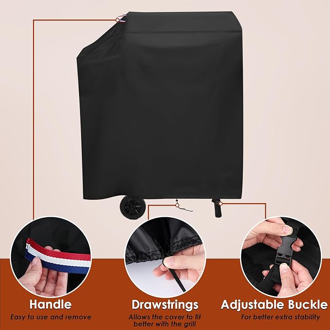 Grill Cover for Char-Griller Model E1515 Charcoal Grill Smoker BBQ Covers Waterproof Griddle Cover Outdoor Grill Smoker Cover - 22"x32"x41"