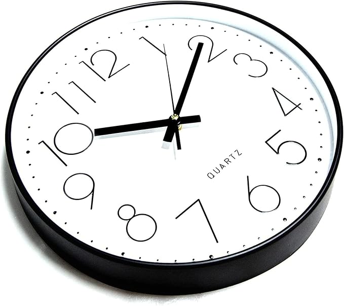 JUSTUP 8in Non-Ticking Wall Clock, Silent Battery Operated Wall Clock