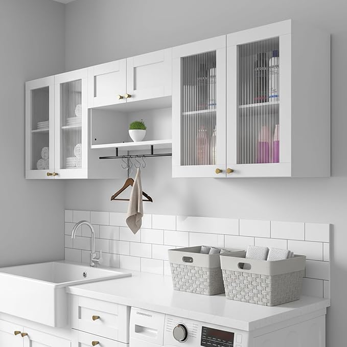 70.8"L Wall Mounted Laundry Room Cabinet Set
