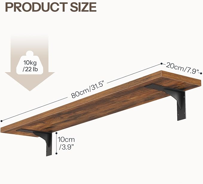 HOOBRO Floating Shelves for Wall, 31.5" Wall Mounted Shelves Set of 2, Hanging
