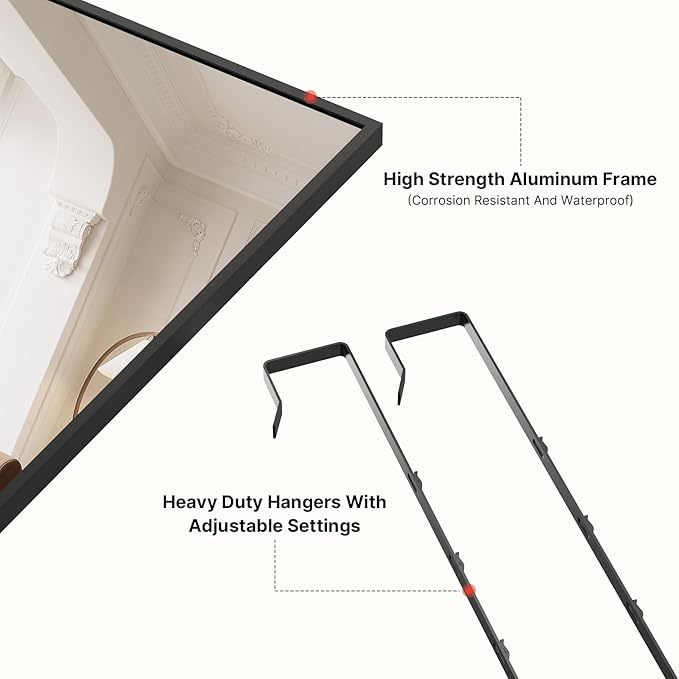 Kosmonia 48x14 Inch Full Length Tempered Glass Door Mirror