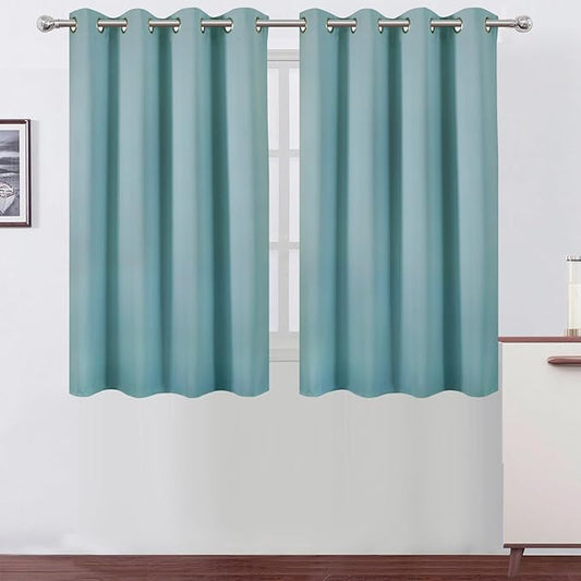 LEMOMO Stone Blue Thermal Blackout Curtains/52 x 45 Inch/Set of 2 Panels Room