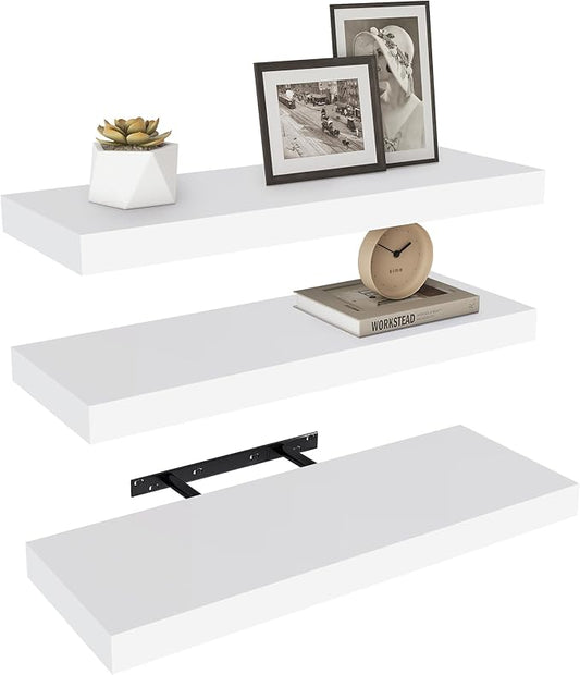 Vervida White Floating Shelves for Wall 24" W x 7.9" D x 1.5" H, Modern Style