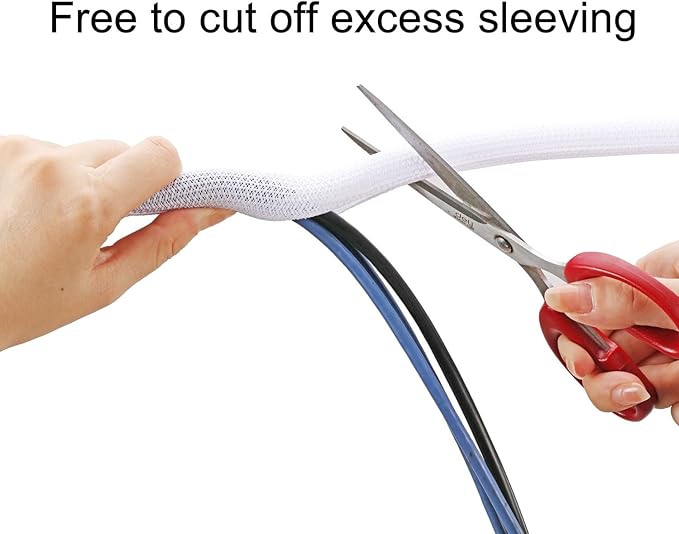 Pet-Proof Cable Sleeve 5/8" x5ft 2-PCS - White Cord Cover to Hide Wires & Protect Dog Cat from Chewing for Desk, Computer, TV - Summer Protection Limited Release