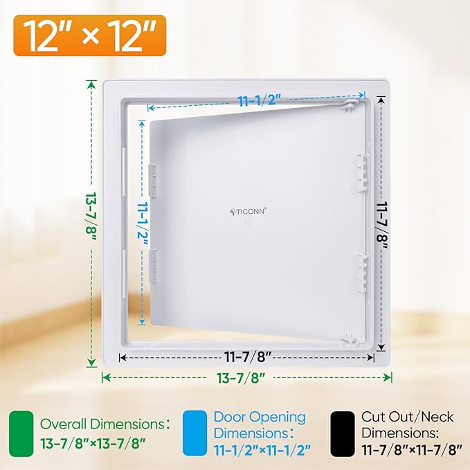 TICONN Access Panel for Drywall, 12 x 12 Inch ABS Plastic Wall Hole Cover