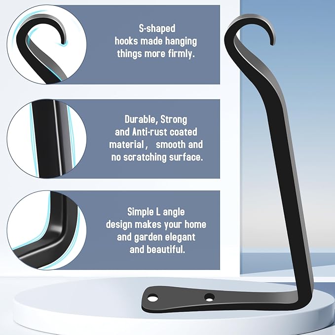 FEED GARDEN 2 Pack 8 Inch Hanging Plant Bracket Wall Hooks Decorative Plant