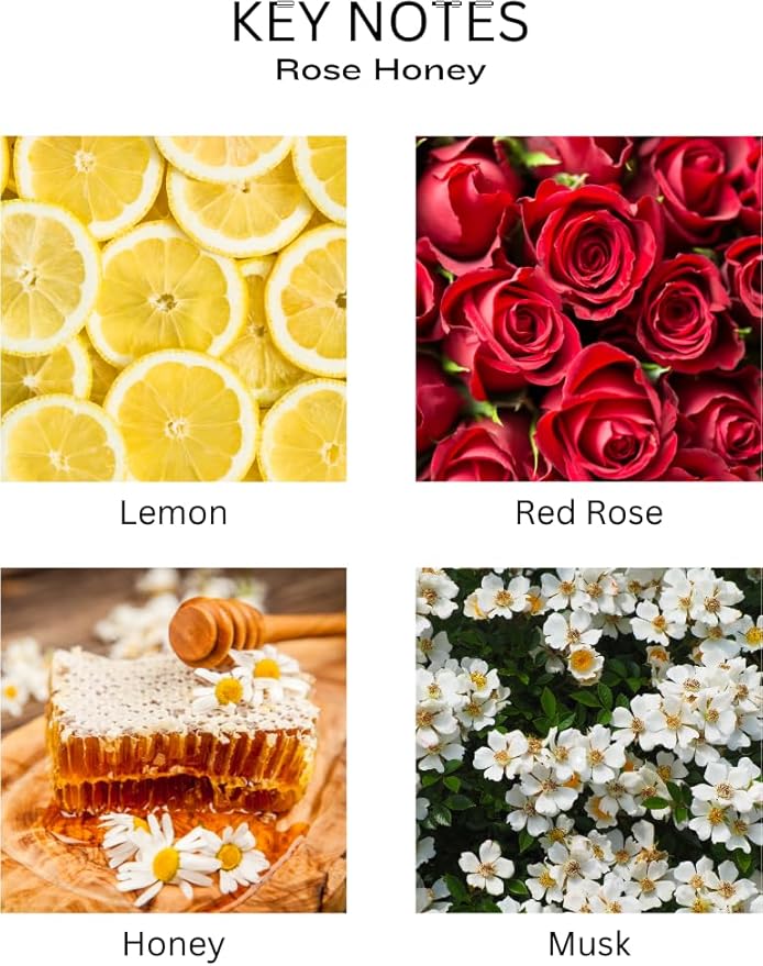 PEANÄK Reed Diffuser Set - Rose Honey Fragrance 6.7oz (200 ml) - Set of 2 Real Preserved Flowers & 6 Reed Sticks for Home & Office Bathroom Shelf Décor with Long Lasting Gift Scents