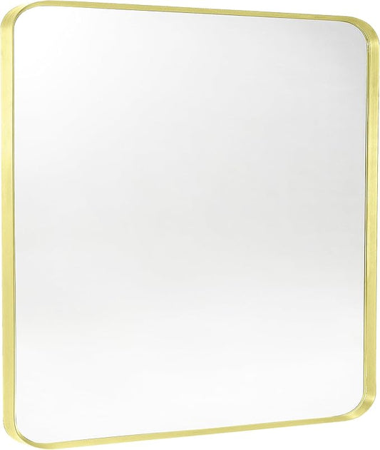 Gold Metal Framed Bathroom Mirror