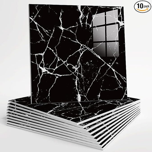 10pcs Peel and Stick Tile Shower Waterproof Marble Tiles Wall Panels,