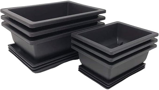 Tinyroots Bonsai Pots with Humidity Trays - Training Planters, Built in Mesh, 6-inch and 8-inch