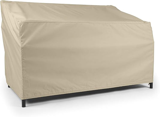 Covermates Elite Outdoor Patio Sofa Cover – Water-Resistant 300D Polyester, Double-Stitched Seams, Elastic Hem, Auto-Locking Drawcord & Mesh Vent for Moderate Weather, 62W x 32D x 34H, Khaki