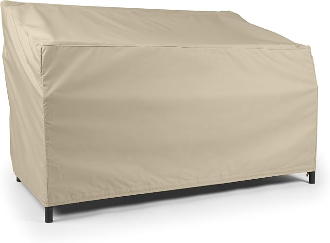 Covermates Elite Outdoor Patio Sofa Cover – Water-Resistant 300D Polyester, Double-Stitched Seams, Elastic Hem, Auto-Locking Drawcord & Mesh Vent for Moderate Weather, 58W x 40D x 40H, Khaki