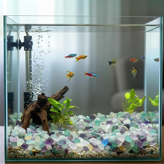 WAYBER Decorative Crystal Pebbles, 1 Lb/460g (Fill 0.9 Cup) Natural Quartz Stones Aquarium Gravel Sea Glass Rock Sand for Fish Turtle Tank/Air Plants Decoration