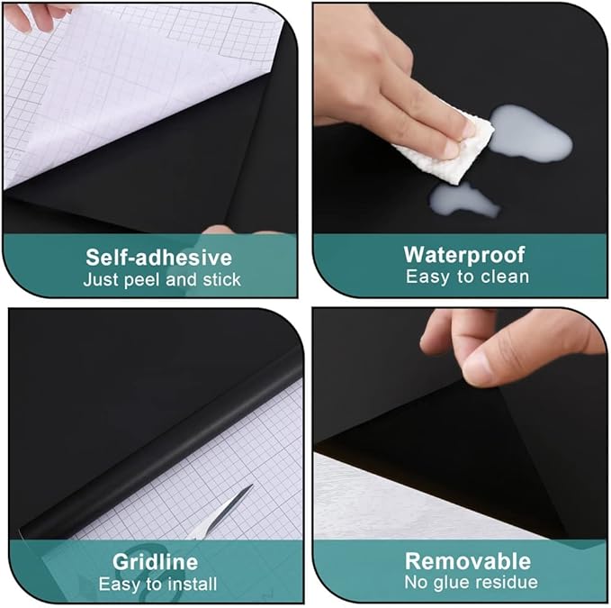 Arthome Black Peel & Stick Wallpaper, Matte Black Contact Paper, Self-Adhesive