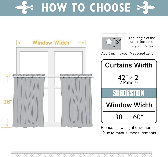 ChrisDowa Small Window Curtains 36 inches Long