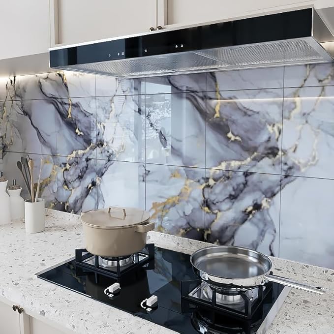 10pcs Peel and Stick Tile Shower Waterproof Marble Tiles Wall Panels,