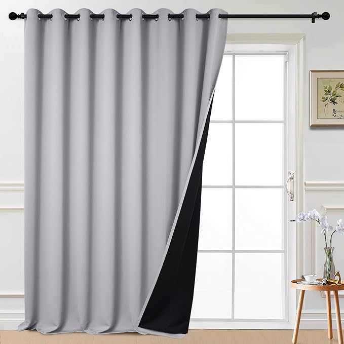 Yakamok 100% Blackout Patio Door Curtain Extra Wide Drapes